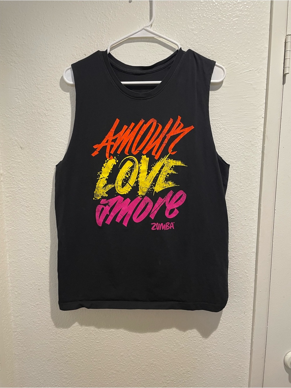 Zumba Fitness Official Instructor 'Amour Love Amore' Muscle Tank Top Black S
